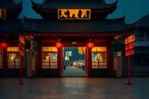 长夜书店剧照，深夜亮着灯的旧书店橱窗